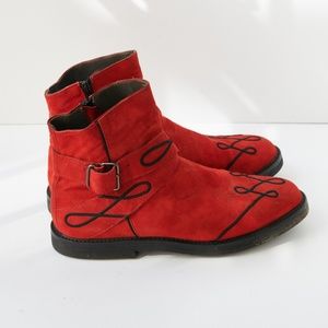 80s - SUSAN BENNIS - WARREN EDWARDS - Boots - Men's - 10.5 - RED Suede